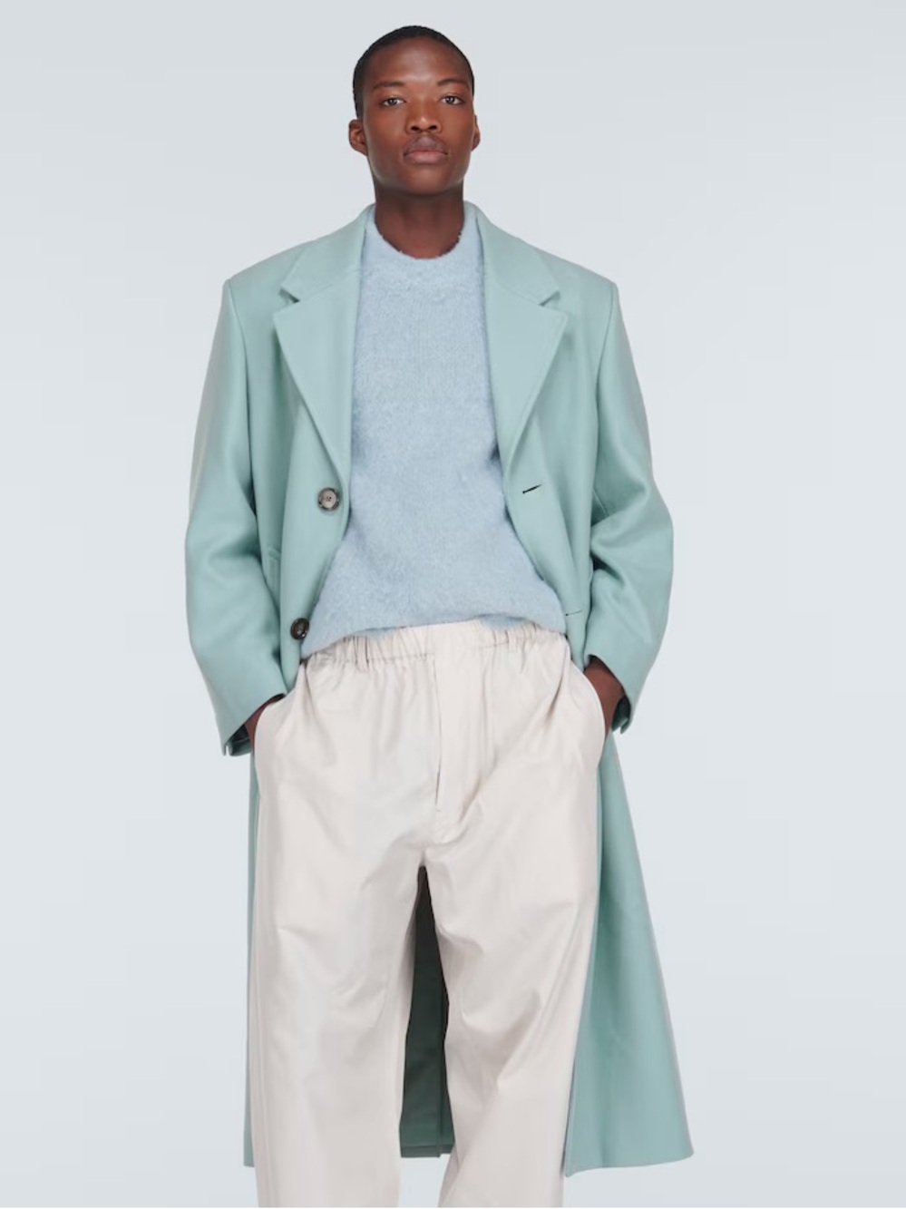 AMI Paris Oversized Wool-blend Gabardine Coat